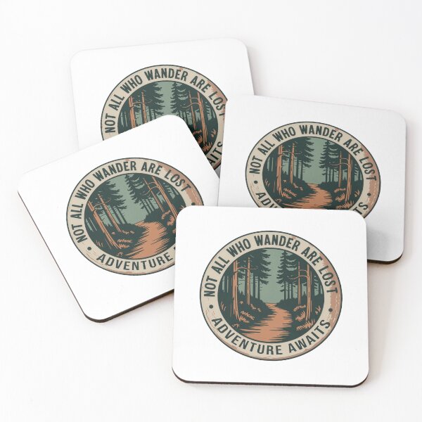 Item preview, Not all who wander are lost forest trail vintage badge wanderlust outdoor art designed and sold by icemanphotos.