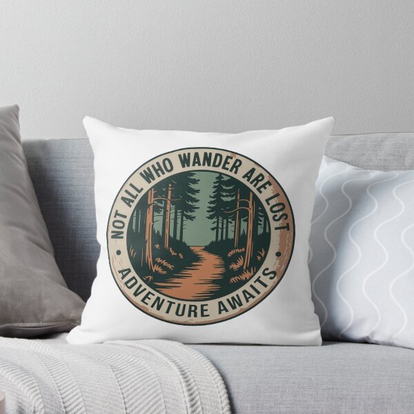 Item preview, Not all who wander are lost forest trail vintage badge wanderlust outdoor art designed and sold by icemanphotos.