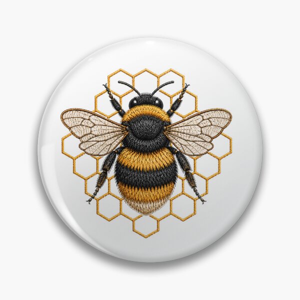 Item preview, Bumblebee Honeycomb Embroidery Style Design | Rustic Bee Art | Nature Inspired Insect Illustration designed and sold by ColorSplash123.