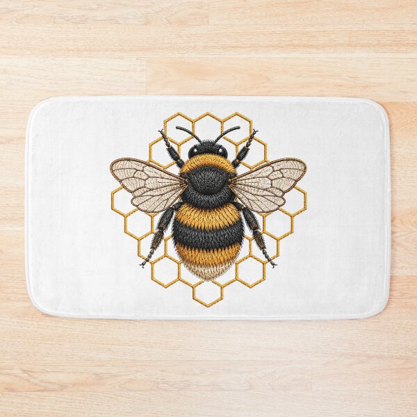 Item preview, Bumblebee Honeycomb Embroidery Style Design | Rustic Bee Art | Nature Inspired Insect Illustration designed and sold by ColorSplash123.