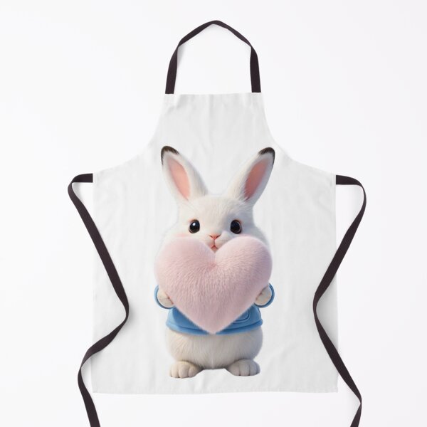 Item preview, Cute White Bunny Holding a Big Pink Fluffy Heart designed and sold by lovelistivkaa.