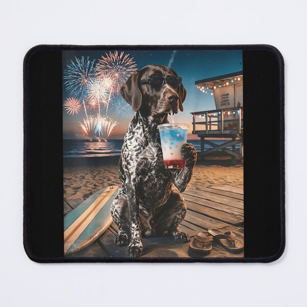 Item preview, Patriotic German Shorthaired Pointer Dog Drinking Red White Blue Drink Beach designed and sold by Phil Ben.
