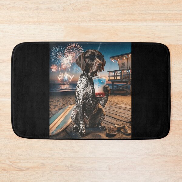Item preview, Patriotic German Shorthaired Pointer Dog Drinking Red White Blue Drink Beach designed and sold by Phil Ben.