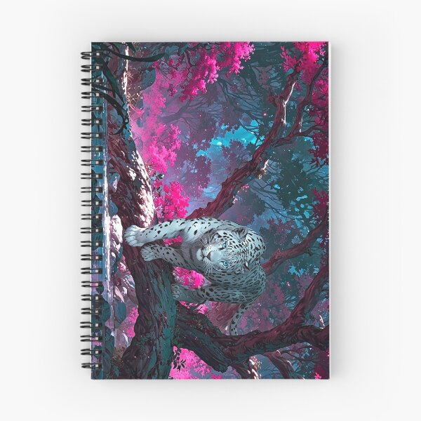 Item preview, Majestic White Leopard in Vibrant Pink Fantasy Forest Art designed and sold by wildhazestudio.