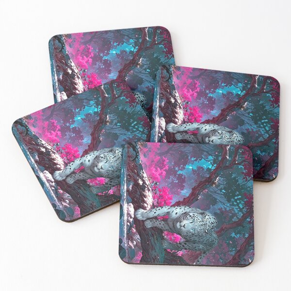 Item preview, Majestic White Leopard in Vibrant Pink Fantasy Forest Art designed and sold by wildhazestudio.