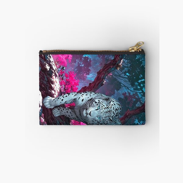 Item preview, Majestic White Leopard in Vibrant Pink Fantasy Forest Art designed and sold by wildhazestudio.