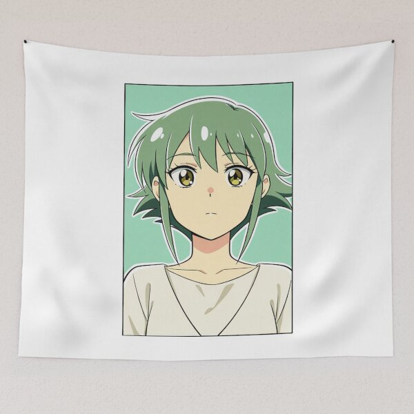 Item preview, Anime - Green Hair Girl Teal Background designed and sold by AnimeShin.