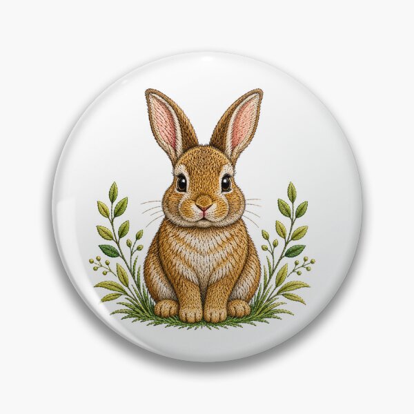 Item preview, Rabbit Meadow Friend Embroidery | Cute Woodland Bunny Nature Art designed and sold by ColorSplash123.