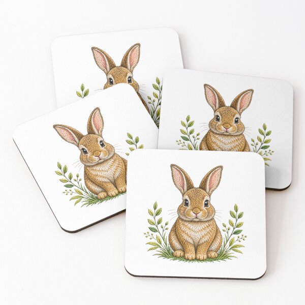 Item preview, Rabbit Meadow Friend Embroidery | Cute Woodland Bunny Nature Art designed and sold by ColorSplash123.