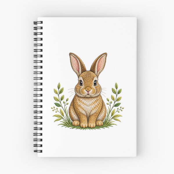 Item preview, Rabbit Meadow Friend Embroidery | Cute Woodland Bunny Nature Art designed and sold by ColorSplash123.