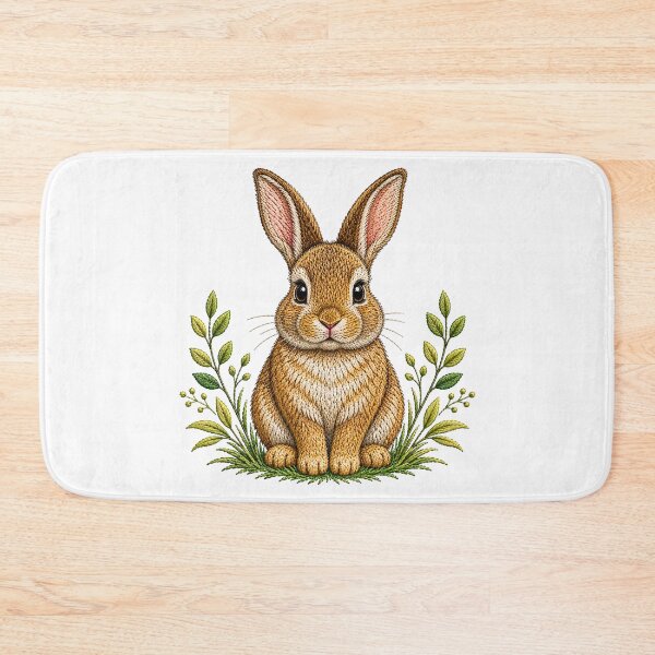 Item preview, Rabbit Meadow Friend Embroidery | Cute Woodland Bunny Nature Art designed and sold by ColorSplash123.