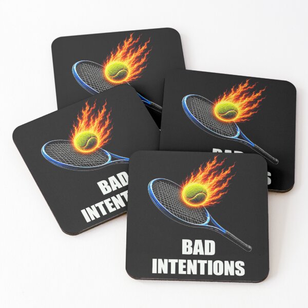 Item preview, Bad Intentions Flaming Tennis Ball Fire Racket Intense Athletic Graphic Art designed and sold by Serene woods.