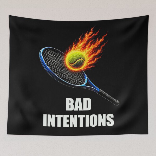 Item preview, Bad Intentions Flaming Tennis Ball Fire Racket Intense Athletic Graphic Art designed and sold by Serene woods.