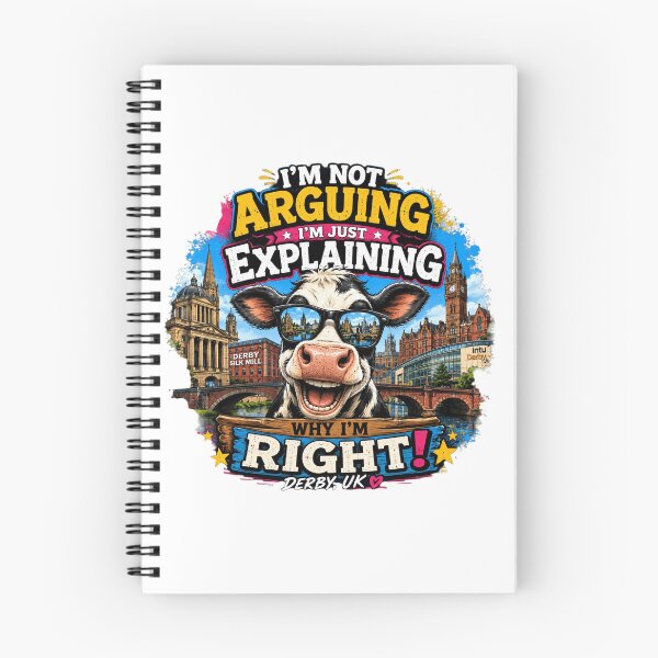 Item preview, I’m Not Arguing I’m Just Explaining Why I’m Right Cow T-Shirt – Funny Derby UK Farm Animal Graphic Tee designed and sold by Sushikidsntod.