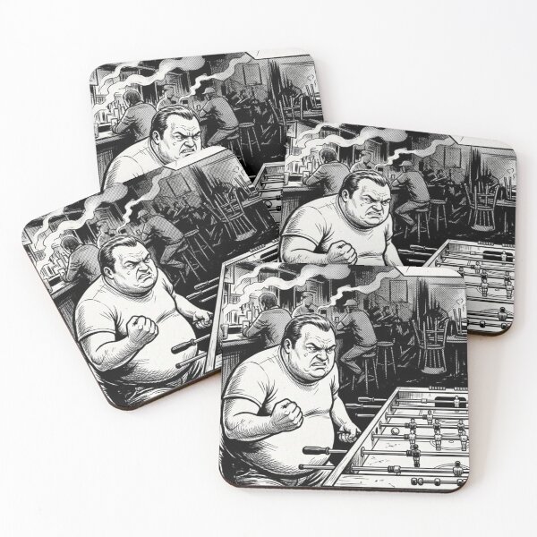 Item preview, Angry Man Playing Foosball Bar Illustration designed and sold by bakosshops.