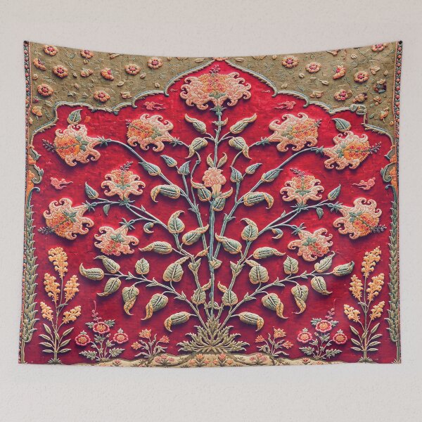 Item preview, Indian Floral Rug 17th Century Print designed and sold by Vicky Brago-Mitchell®.