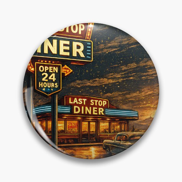 Item preview, Last Stop Diner – Vintage Roadside Americana Neon Travel Design designed and sold by Fishartpoint.