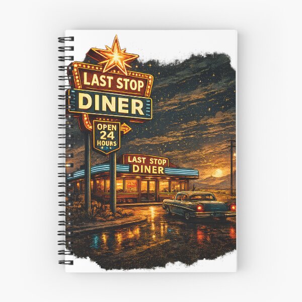 Item preview, Last Stop Diner – Vintage Roadside Americana Neon Travel Design designed and sold by Fishartpoint.