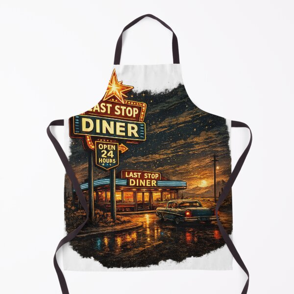 Item preview, Last Stop Diner – Vintage Roadside Americana Neon Travel Design designed and sold by Fishartpoint.