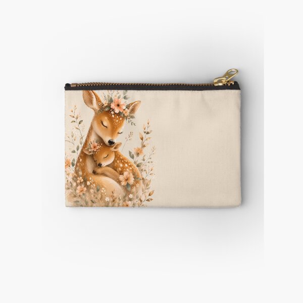 Item preview, Tender Deer Mom Hugging Her Fawn – Cozy Woodland Nursery Decor designed and sold by ArtPompon.