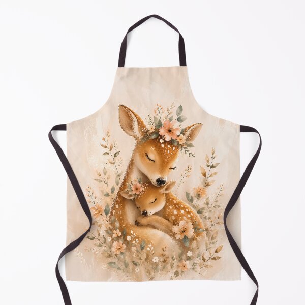 Item preview, Tender Deer Mom Hugging Her Fawn – Cozy Woodland Nursery Decor designed and sold by ArtPompon.