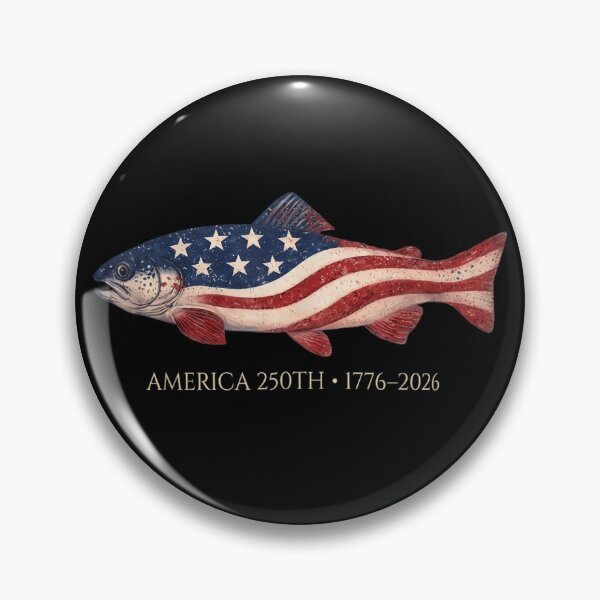 Artikelvorschau, Patriotische amerikanische Flagge, Forelle, Fisch, Bassangeln-Grafik zum 250. Jahrestag entworfen und verkauft von Taniyah Gomes.