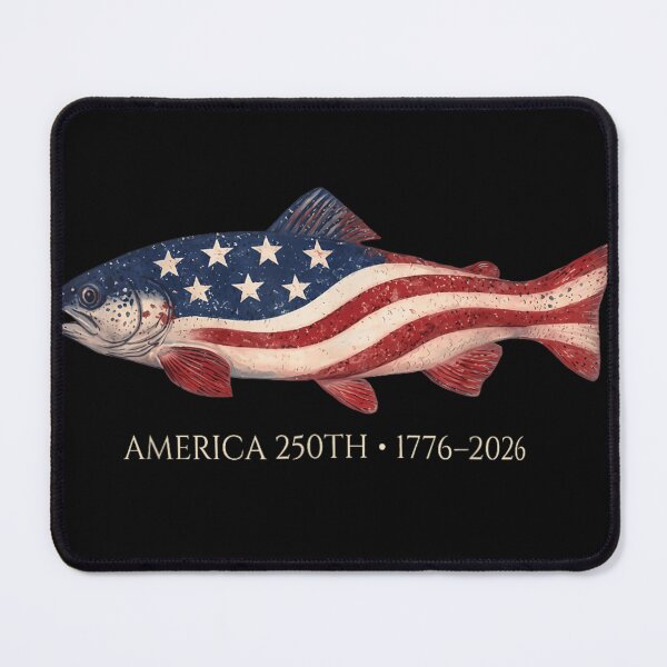 Item preview, Patriotic American Flag Trout Fish 250th Anniversary Bass Fishing Graphic designed and sold by Taniyah Gomes.