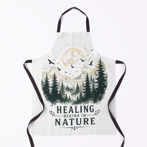 Item preview, Healing Begins in Nature | Forest Trees Moon Nature Quote Art designed and sold by NatureHarmony16.