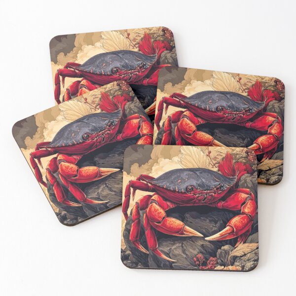 Item preview, Majestic Red Crab Art Print - Vibrant Marine Life Fantasy Illustration designed and sold by wildhazestudio.