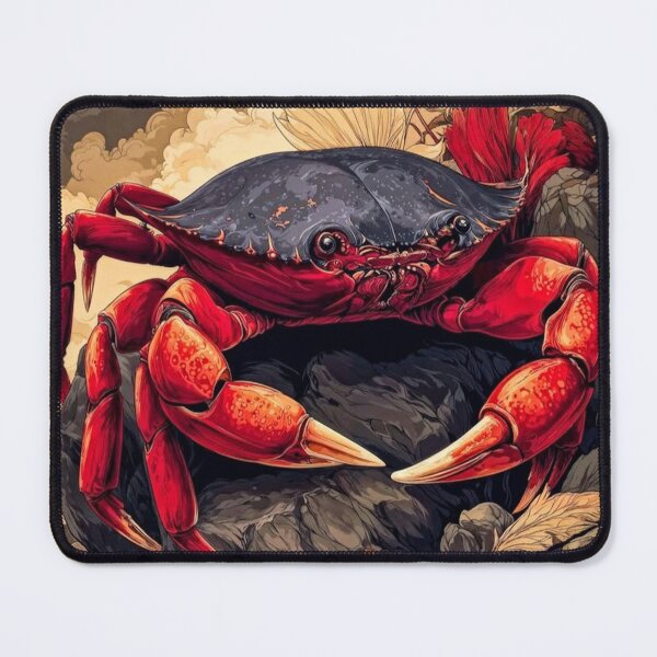 Item preview, Majestic Red Crab Art Print - Vibrant Marine Life Fantasy Illustration designed and sold by wildhazestudio.