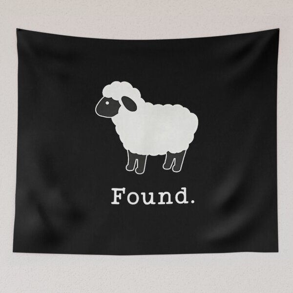Item preview, Minimalist Cute Cartoon Lost Sheep Found Black Background Simple Animal Art designed and sold by LizzyKeiko.