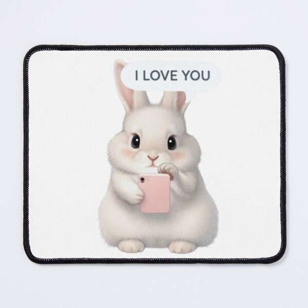 Item preview, Cute White Bunny Sending I Love You Message on Phonebunnylove designed and sold by lovelistivkaa.