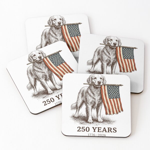 Item preview, Patriotic Dog Holding American Flag 250 Years Quarter Millennial Memorial designed and sold by LizzyKeiko.