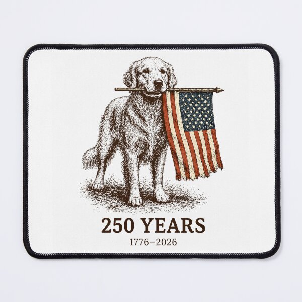 Item preview, Patriotic Dog Holding American Flag 250 Years Quarter Millennial Memorial designed and sold by LizzyKeiko.