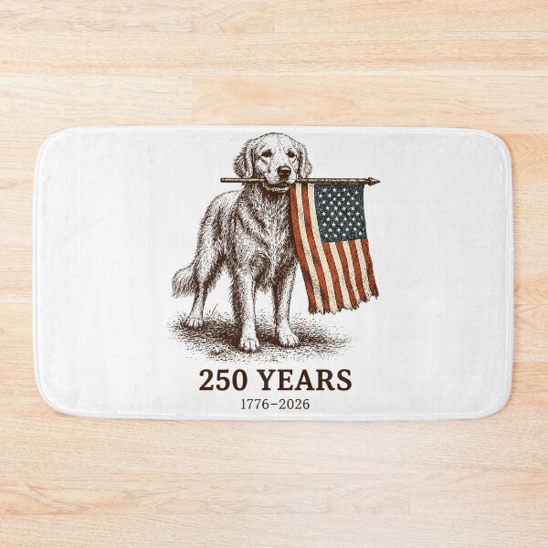 Item preview, Patriotic Dog Holding American Flag 250 Years Quarter Millennial Memorial designed and sold by LizzyKeiko.