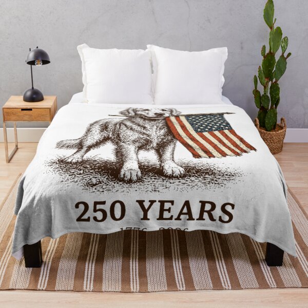 Item preview, Patriotic Dog Holding American Flag 250 Years Quarter Millennial Memorial designed and sold by LizzyKeiko.