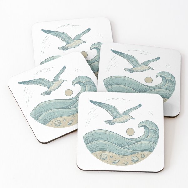 Item preview, Vintage Coastal Seagull & Ocean Waves Premium Design designed and sold by Ortsas.