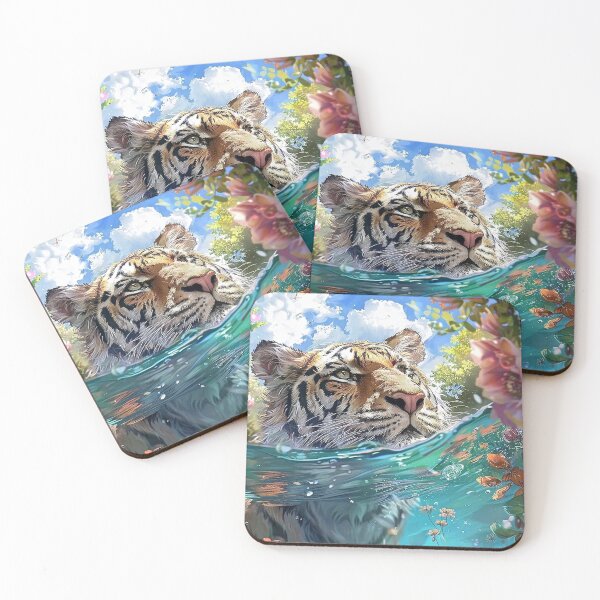 Item preview, Majestic Tiger Bloom: Ethereal Wildlife Fantasy Art Print designed and sold by wildhazestudio.