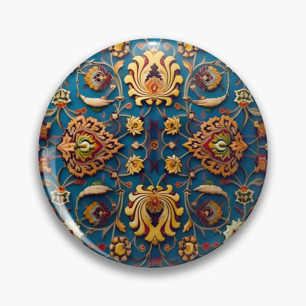 Artikelvorschau, Perserteppich in Blau und Gold entworfen und verkauft von Vicky Brago-Mitchell®.