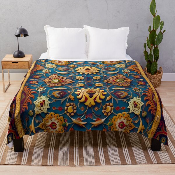 Item preview, Blue and Gold Persian Rug designed and sold by Vicky Brago-Mitchell®.