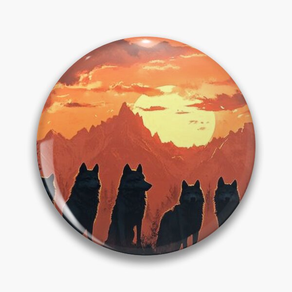 Item preview, Majestic Wolf Pack Sunset Silhouette Mountain Wilderness Art designed and sold by wildhazestudio.