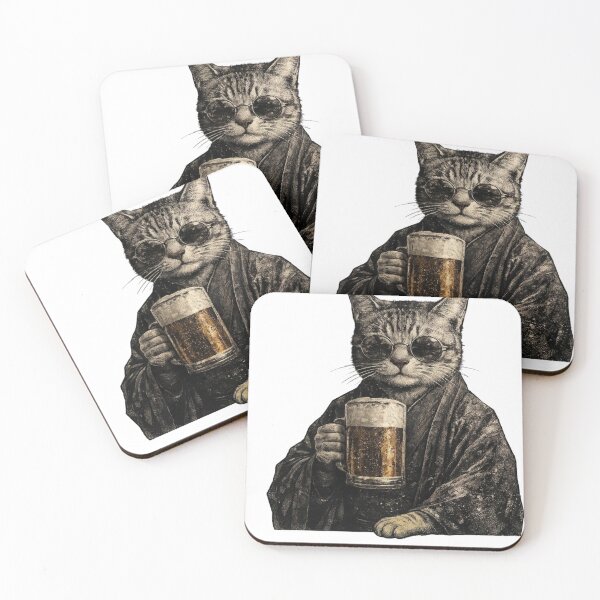 Item preview, Cool Samurai Cat Beer – Vintage Japanese Style designed and sold by Abdennaim.