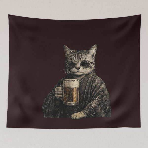 Item preview, Cool Samurai Cat Beer – Vintage Japanese Style designed and sold by Abdennaim.