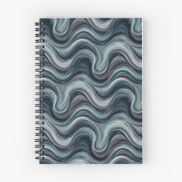 Item preview, Luxury Ocean Swirl Seamless Pattern with Silver Seashells designed and sold by MythicCotton.
