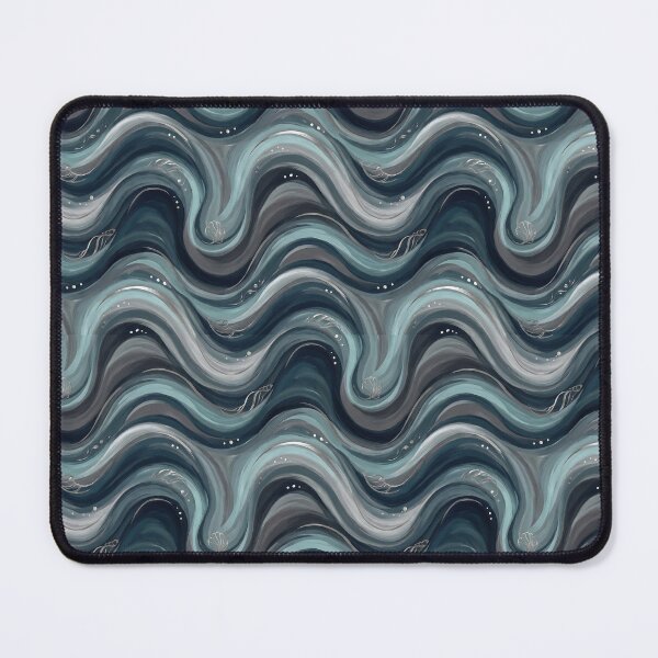 Item preview, Luxury Ocean Swirl Seamless Pattern with Silver Seashells designed and sold by MythicCotton.