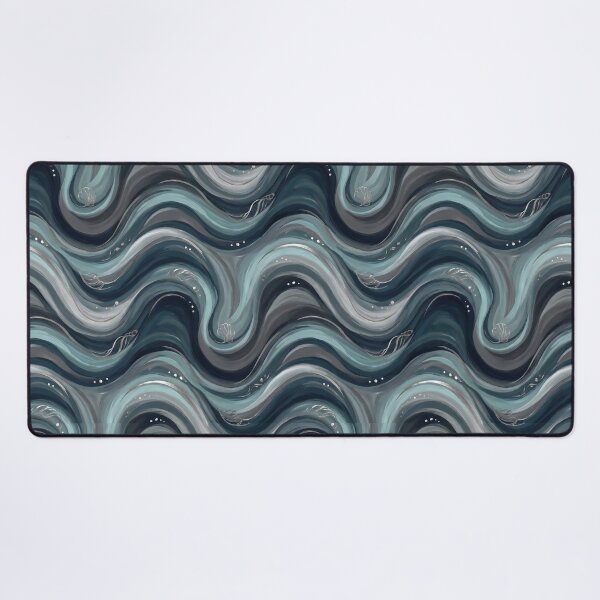 Item preview, Luxury Ocean Swirl Seamless Pattern with Silver Seashells designed and sold by MythicCotton.
