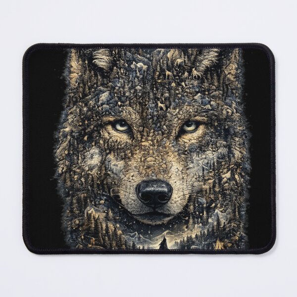 Item preview, Mystical Wolf Full Moon Night Double Exposure Art designed and sold by KI-Kunstwerk.
