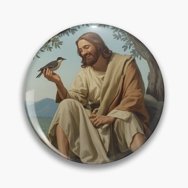 Item preview, Jesus and a Bird under an Olive Tree theme from the New Testament | Biblical Religious Spiritual Art designed and sold by Cre8andRecre8.