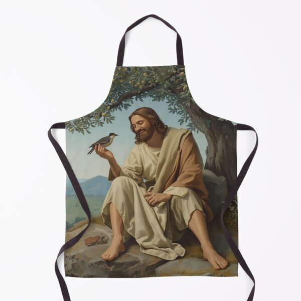Item preview, Jesus and a Bird under an Olive Tree theme from the New Testament | Biblical Religious Spiritual Art designed and sold by Cre8andRecre8.