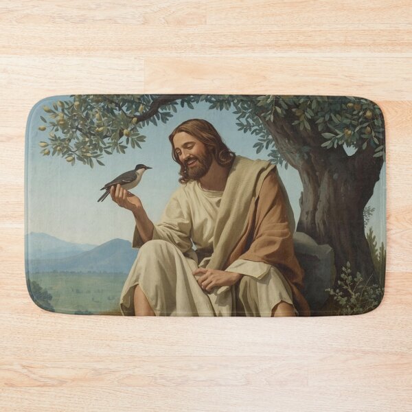 Item preview, Jesus and a Bird under an Olive Tree theme from the New Testament | Biblical Religious Spiritual Art designed and sold by Cre8andRecre8.